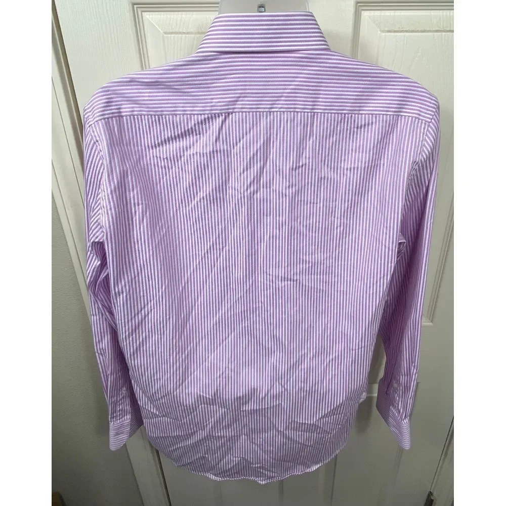 Robert Graham Knowledge Wisdom Truth Purple Striped Button Down Dress Shirt 16.5